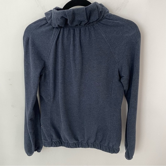 Lululemon After All Ruffle Neck Pullover Sweatshirt Sz 4 
Naval Blue Casual. G1 - Picture 10 of 11